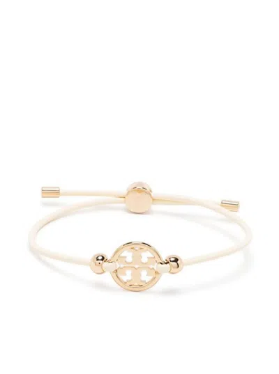 Tory Burch Charm-detail Leather Bracelet In White