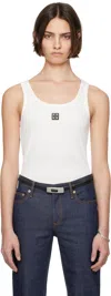Tory Burch White Sleeveless Top With Round Neck And Logo Embroidery On The Front In Snow White