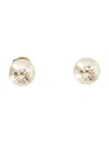 Tory Burch White Pearl Stud Earrings In Silver