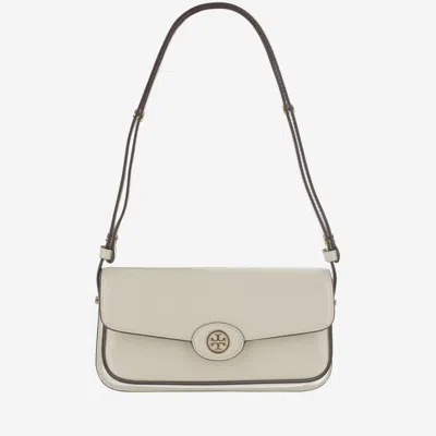 Tory Burch White Robinson Spazzolato Shoulder Bag