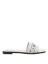 Tory Burch Sandals Open Toe Flat Sole Decorative Buckle In White