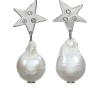 Tory Burch Star Cultured Pearl Drop Earrings In Metallic