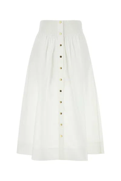 Tory Burch White Stretch Poplin Skirt