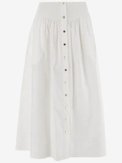 Tory Burch White Stretch Poplin Skirt