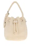 Tory Burch White Terry Fabric Bucket Bag In White