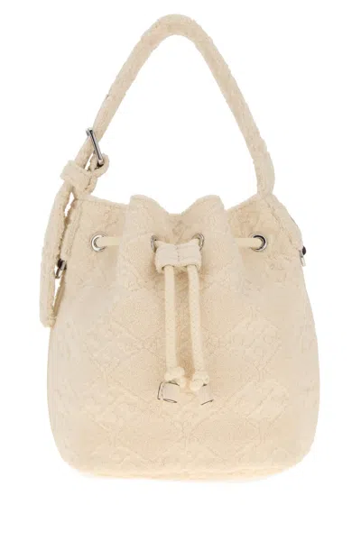 Tory Burch White Terry Fabric Bucket Bag
