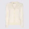 TORY BURCH WHITE WOOL-SILK BLEND TOP