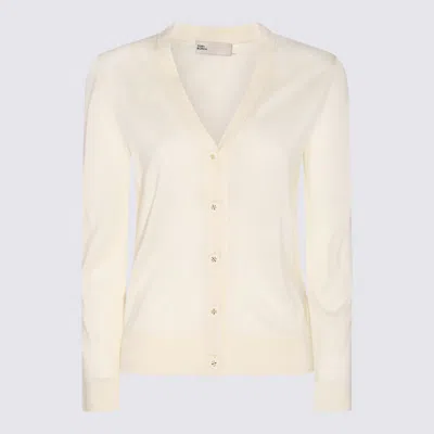 Tory Burch Ivory Silk-wool Blend Cardigan In New Ivory