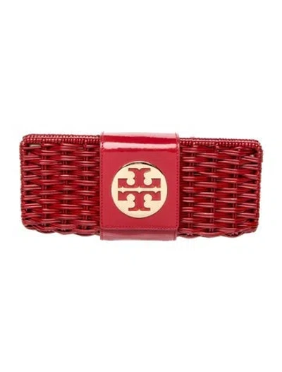 Pre-owned Tory Burch Wicker Clutch In Red