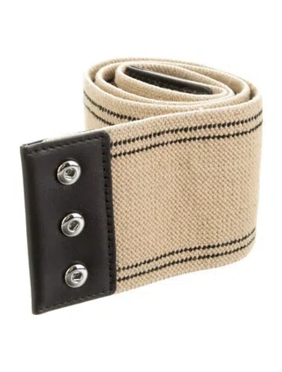 Pre-owned Tory Burch Wide Canvas Waist Belt In Neutral