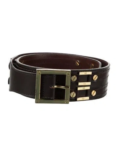 Pre-owned Tory Burch Wide Leather Belt In Brown