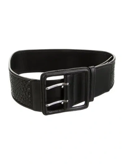 Pre-owned Tory Burch Wide Leather Waist Belt In Black