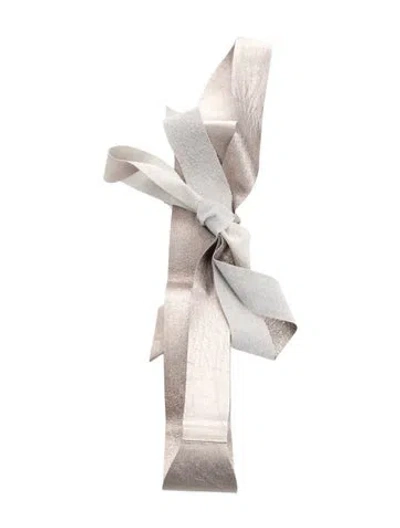 Pre-owned Tory Burch Wide Leather Waist Belt W/ Tags In Silver