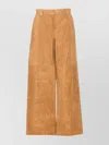 Tory Burch Wide Leg Suede Pants With Pockets And Seam Detailing In Brown