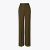 Tory Burch Wide Leg Twill Pant In Olive Green