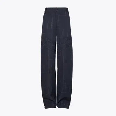 Tory Burch Wide-leg Plaid Palazzo Pants In Blue
