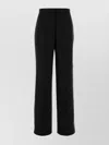 Tory Burch Wide Leg Wool Trousers Featuring Pleats In Black
