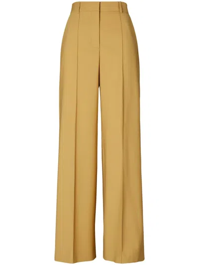 Tory Burch Pleated Wide-leg Trousers In Deep Sand