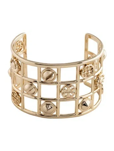 Pre-owned Tory Burch Wide Logo Cuff Bracelet, 7" In Multi
