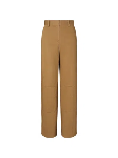 Tory Burch Wide-leg Cotton Pants In Brown