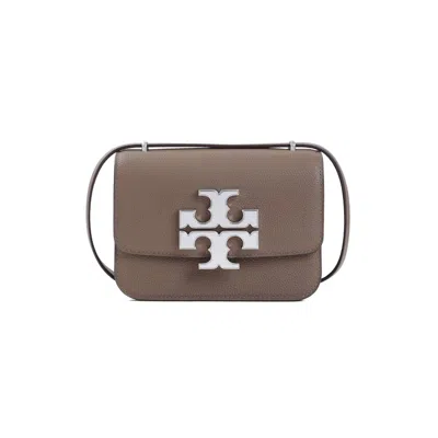 Tory Burch Wild Mushroom Brown Calf Leather Eleanor Pebbled Small Bag In Grey