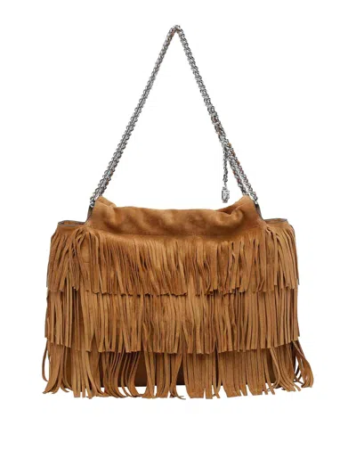 TORY BURCH WILD TABACCO FLEMING FRINGE HOBO BAG