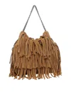 Tory Burch Fleming Small Brown Shoulder Bag With Chain Strap And Fringe Design In Suede Woman In Brown