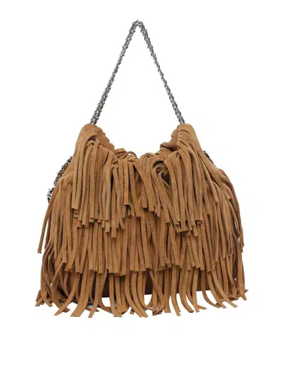 Tory Burch Wild Tabacco Mini Fleming Fringe Hobo Bag In Brown