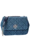 Tory Burch Willa Denim Small Shoulder Bag In Blue