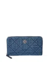 Tory Burch Willa Denim Zip Continental Wallet In Blue