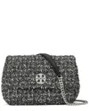Tory Burch Willa Metallic Tweed Small Shoulder Bag In Black