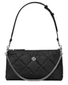 Tory Burch Willa Quilted Nylon Zip Shoulder Bag In Black