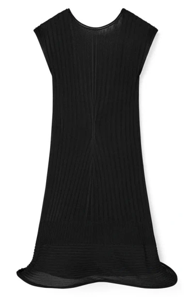 Tory Burch Wire Hem Rib Knit Minidress In Black