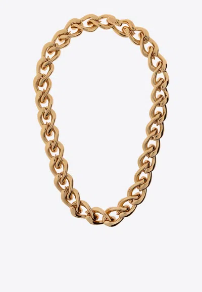 TORY BURCH WISHBONE CHAIN BRASS NECKLACE
