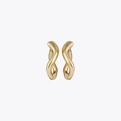 Tory Burch Wishbone Front-back Earring In Tory Gold