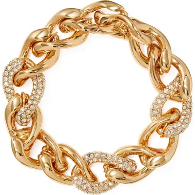 Tory Burch Wishbone Pavé Link Bracelet In Tory Gold/crystal