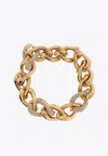 Tory Burch Wishbone Paved Embellished Chain Bracelet In Gold