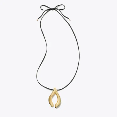 Tory Burch Wishbone Pendant In Gold