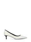 Tory Burch Double T Buckle Kitten Heel Pump In White