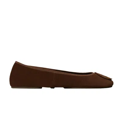 Pre-owned Tory Burch Wmns Reva Travel Ballet S 'dark Cocoa' | Tan | Women's Size 7