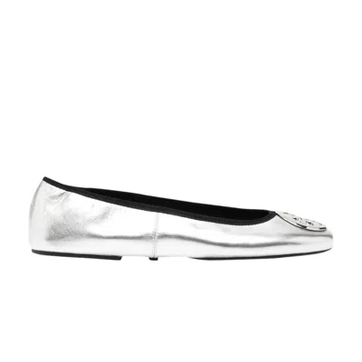 Pre-owned Tory Burch Wmns Reva Travel Ballet 'silver' | Women's Size 6