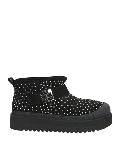 TORY BURCH TORY BURCH WOMAN ANKLE BOOTS BLACK SIZE 10.5 SHEARLING