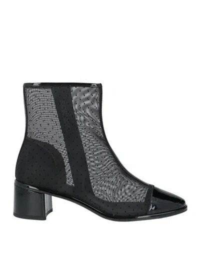 Tory Burch Woman Ankle Boots Black Size 6.5 Leather, Textile Fibers