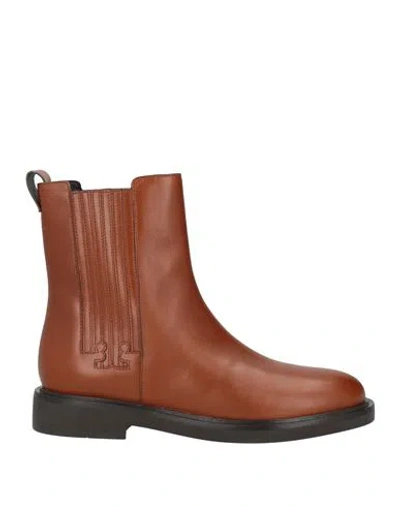 Tory Burch Woman Ankle Boots Brown Size 8 Leather