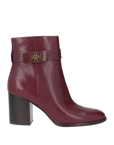 Tory Burch Woman Ankle Boots Burgundy Size 8 Lambskin