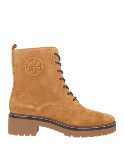 Tory Burch Woman Ankle Boots Camel Size 8 Leather In Brown
