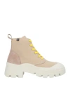 Tory Burch Woman Ankle Boots Sand Size 8 Leather, Textile Fibers In Beige