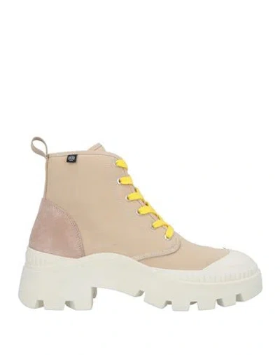 Tory Burch Woman Ankle Boots Sand Size 8 Leather, Textile Fibers In Beige
