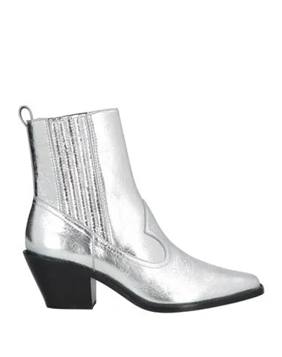 Tory Burch Woman Ankle Boots Silver Size 6.5 Leather