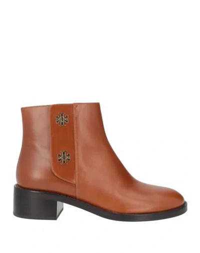 Tory Burch Woman Ankle Boots Tan Size 8 Calfskin In Brown